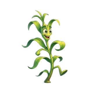 The corn growing, leaves spreading.